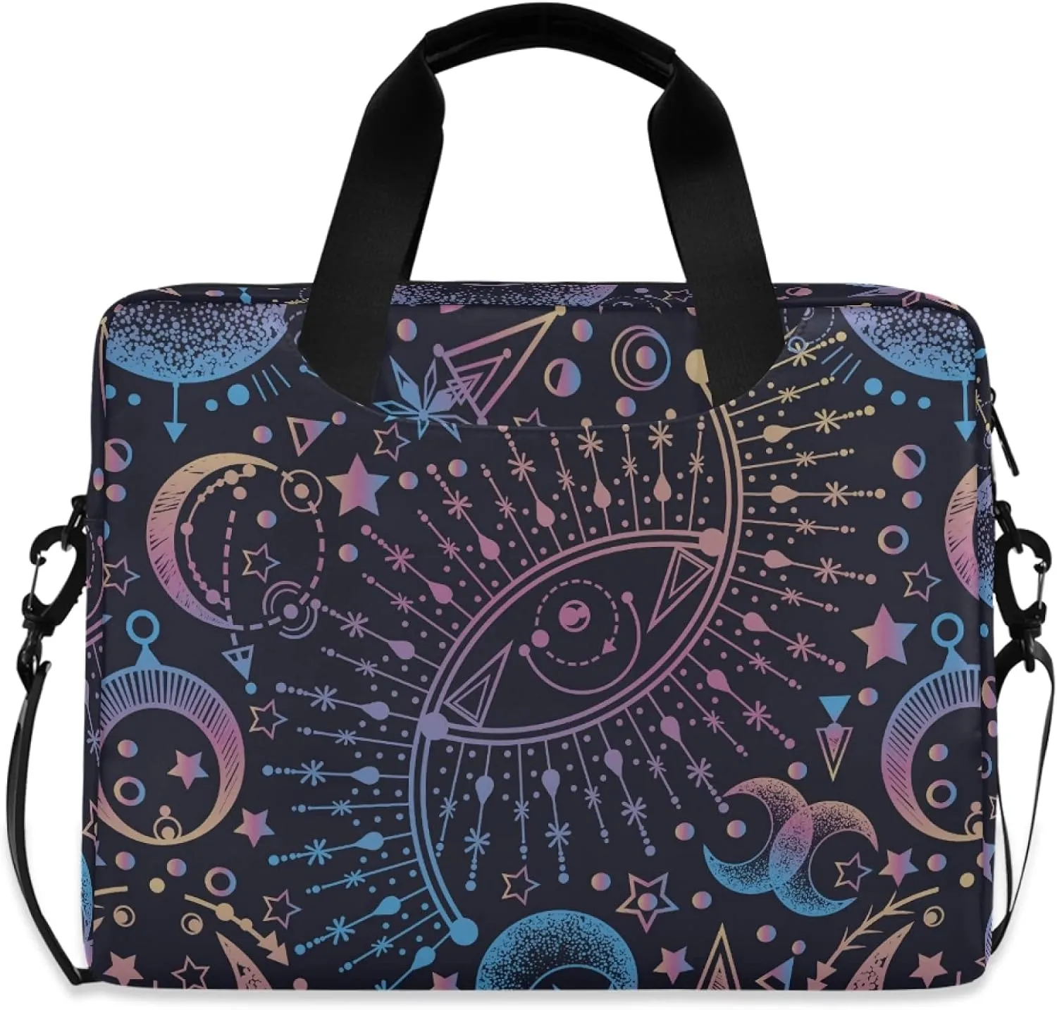 ALAZA Sun Moon Star Astrology Alchemy Laptop Case Bag Sleeve Portable Crossbody Messenger Briefcase w/Strap Handle, 13 14 15.6 inch