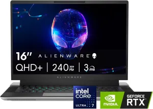Alienware X16 R2 Gaming Laptop - 16-inch QHD  240Hz 3ms Display, Intel Core Ultra 7-155H, 16GB LPDDR5X RAM, 1TB SSD, NVIDIA GeForce RTX 4070 8GB GDDR6, Windows 11 Home, Onsite Service - Lunar Silver