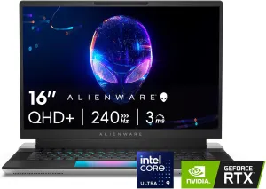 Alienware X16 R2 Gaming Laptop - 16-inch QHD  240Hz 3ms Display, Intel Core Ultra 9-185H, 32GB LPDDR5X RAM, 1TB SSD, NVIDIA GeForce RTX 4080 12GB GDDR6, Windows 11 Home, Onsite Service - Lunar Silver
