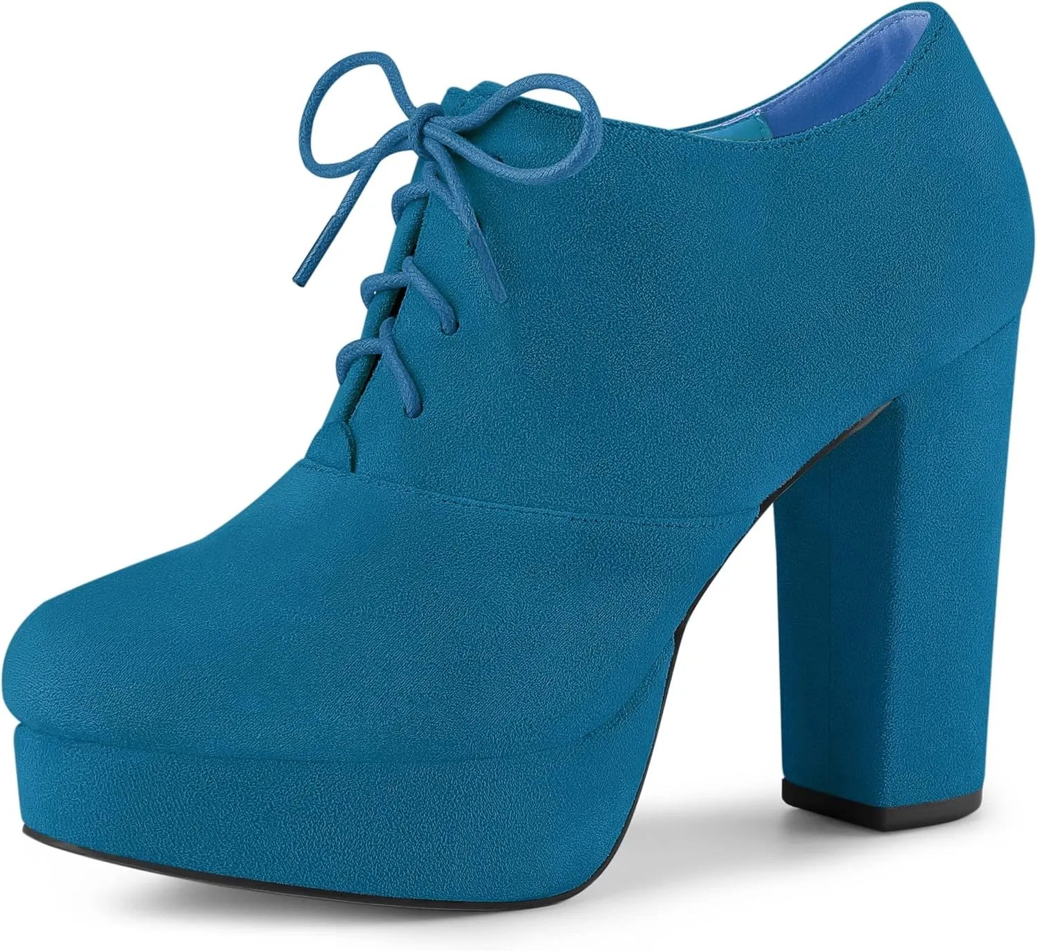 Allegra K Women's Platform Chunky Heel Lace Up Booties