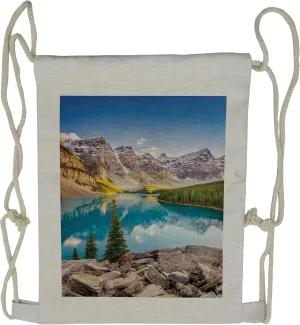Ambesonne Landscape Drawstring Backpack, Moraine Lake Sunset, Sackpack Bag