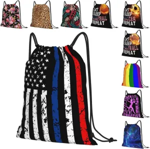 American Flag Drawstring Backpack, American Flag Drawstring Bag for women man, Light Sackpack String Bag Cinch Waterproof Sackpack for Sport Gym Beach Shopping Yoga