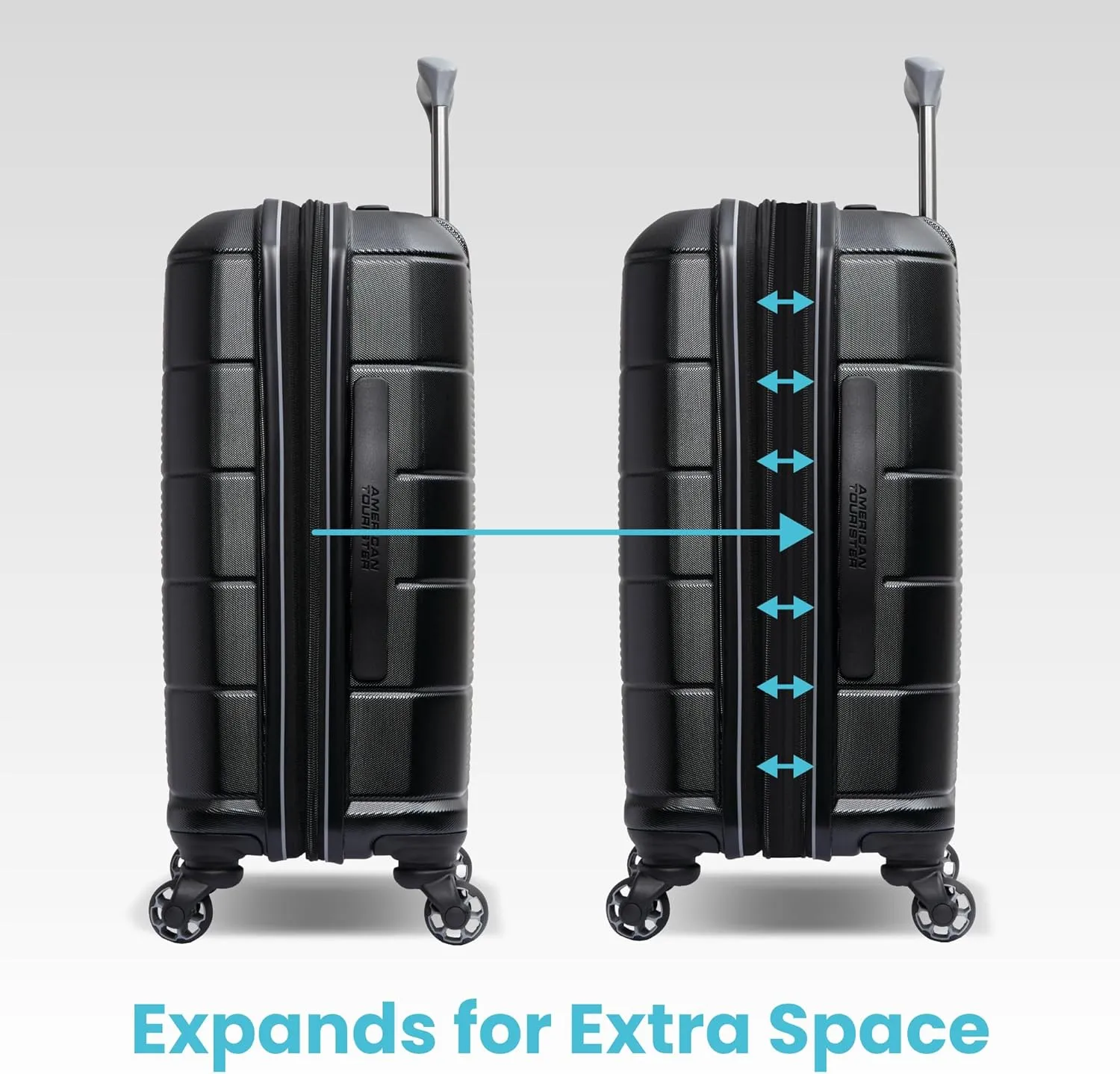 American Tourister Stratum 2.0 Hardside Expandable Luggage with Spinners | Jet Black | 3PC (CO/MED/LG)