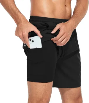 American Trends Men's Swim Trunks with Compression Liner Quick Dry Swimsuits Mens Bathing Suit Swimwear