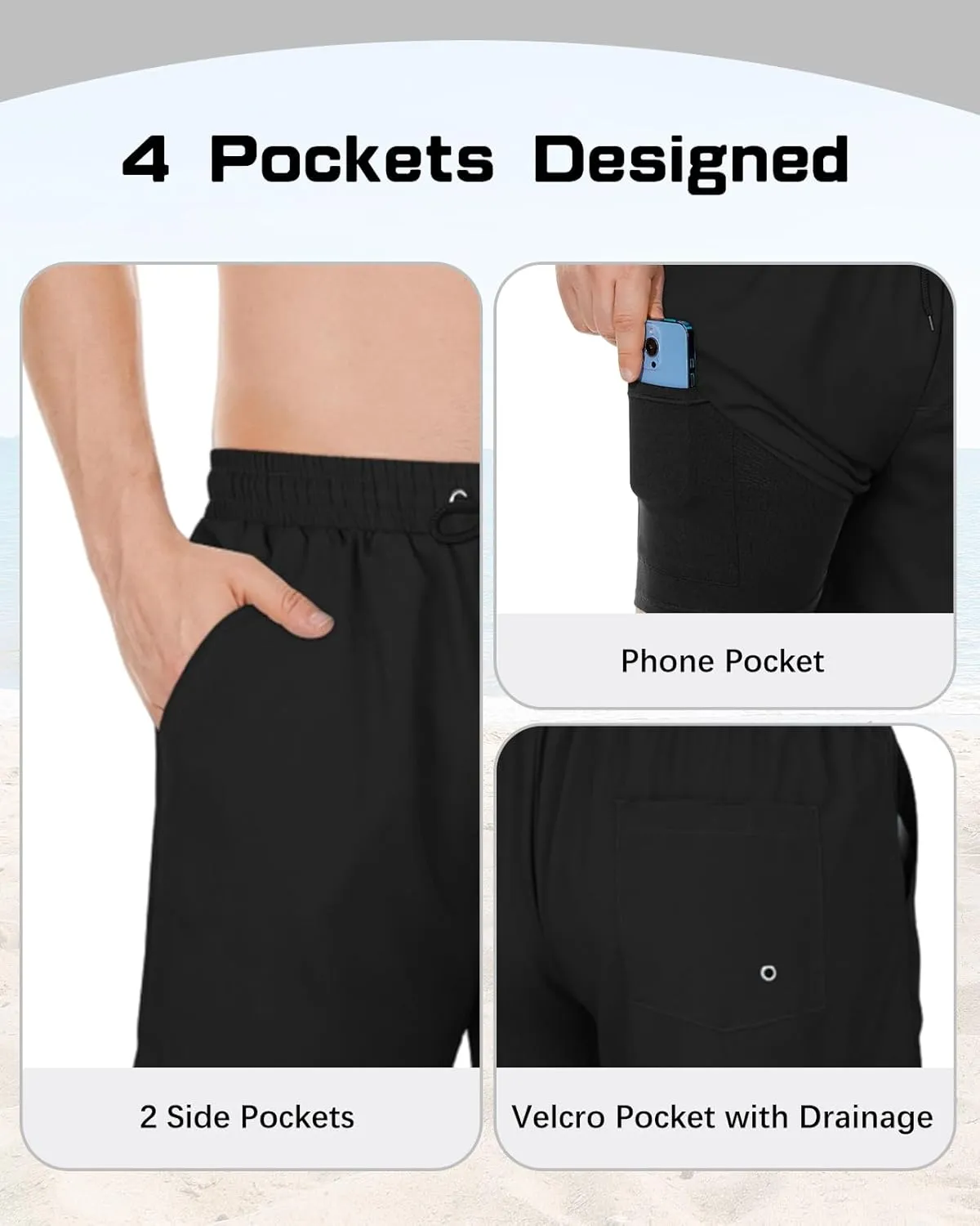 American Trends Men's Swim Trunks with Compression Liner Quick Dry Swimsuits Mens Bathing Suit Swimwear