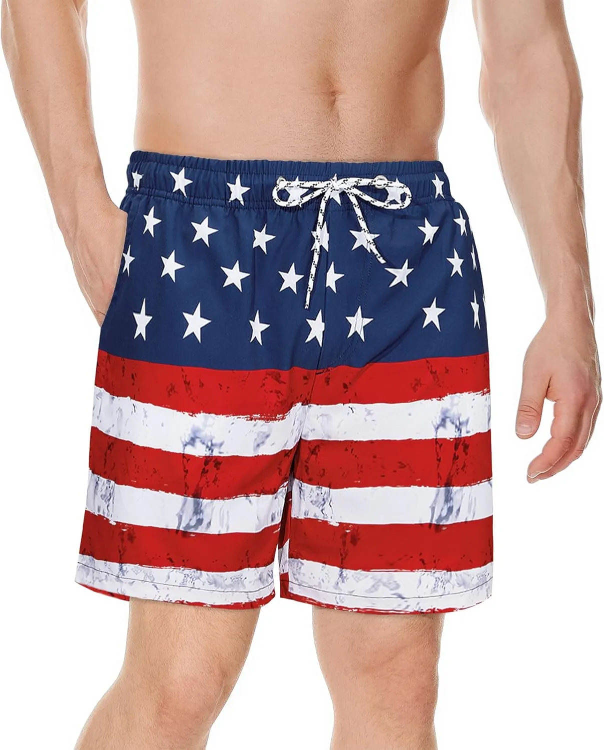 American Trends Men's Swim Trunks with Compression Liner Quick Dry Swimsuits Mens Bathing Suit Swimwear