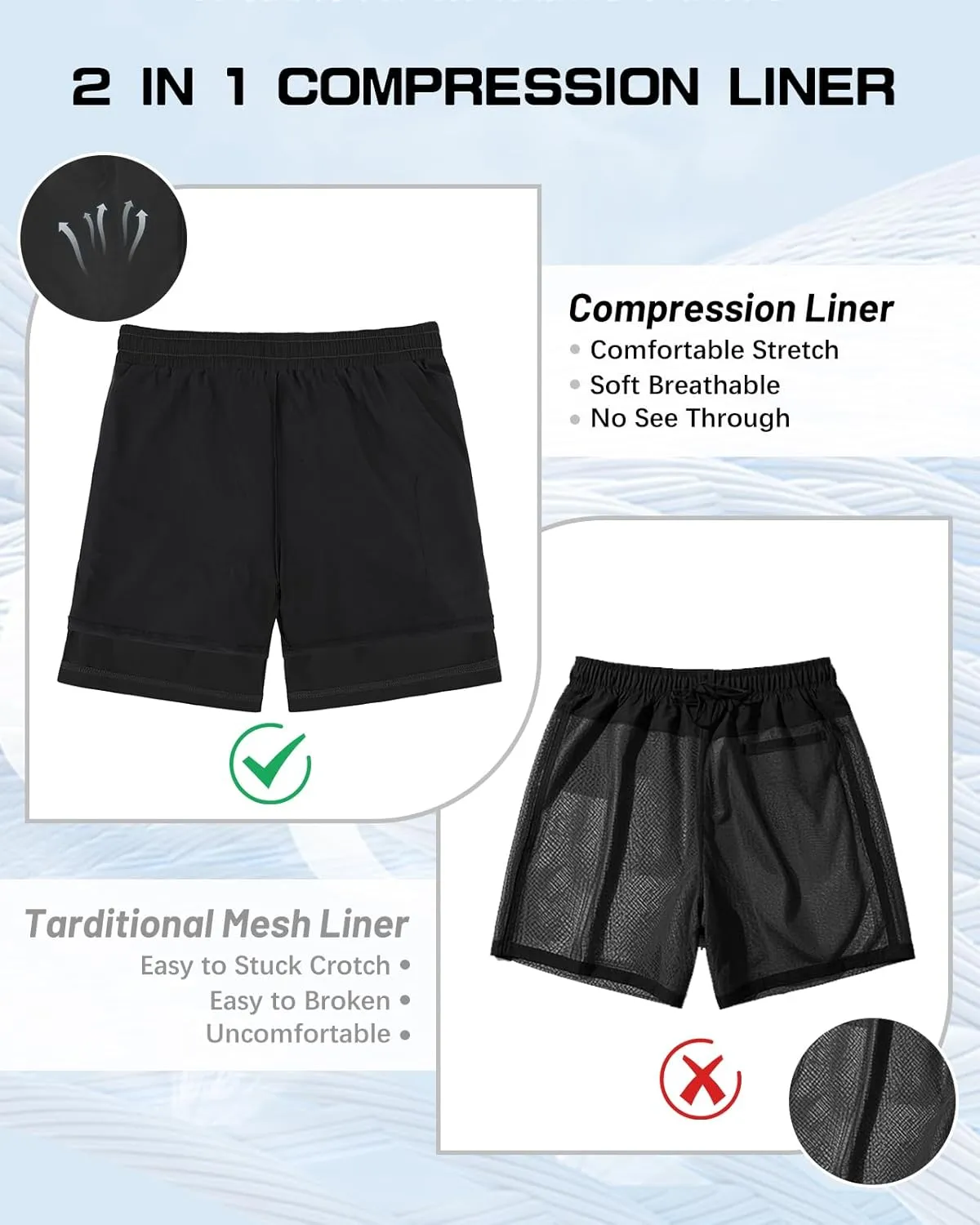 American Trends Men's Swim Trunks with Compression Liner Quick Dry Swimsuits Mens Bathing Suit Swimwear