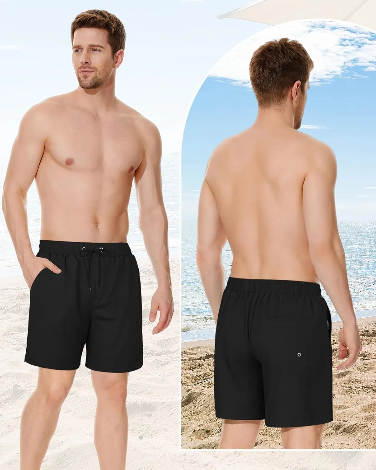 American Trends Men's Swim Trunks with Compression Liner Quick Dry Swimsuits Mens Bathing Suit Swimwear