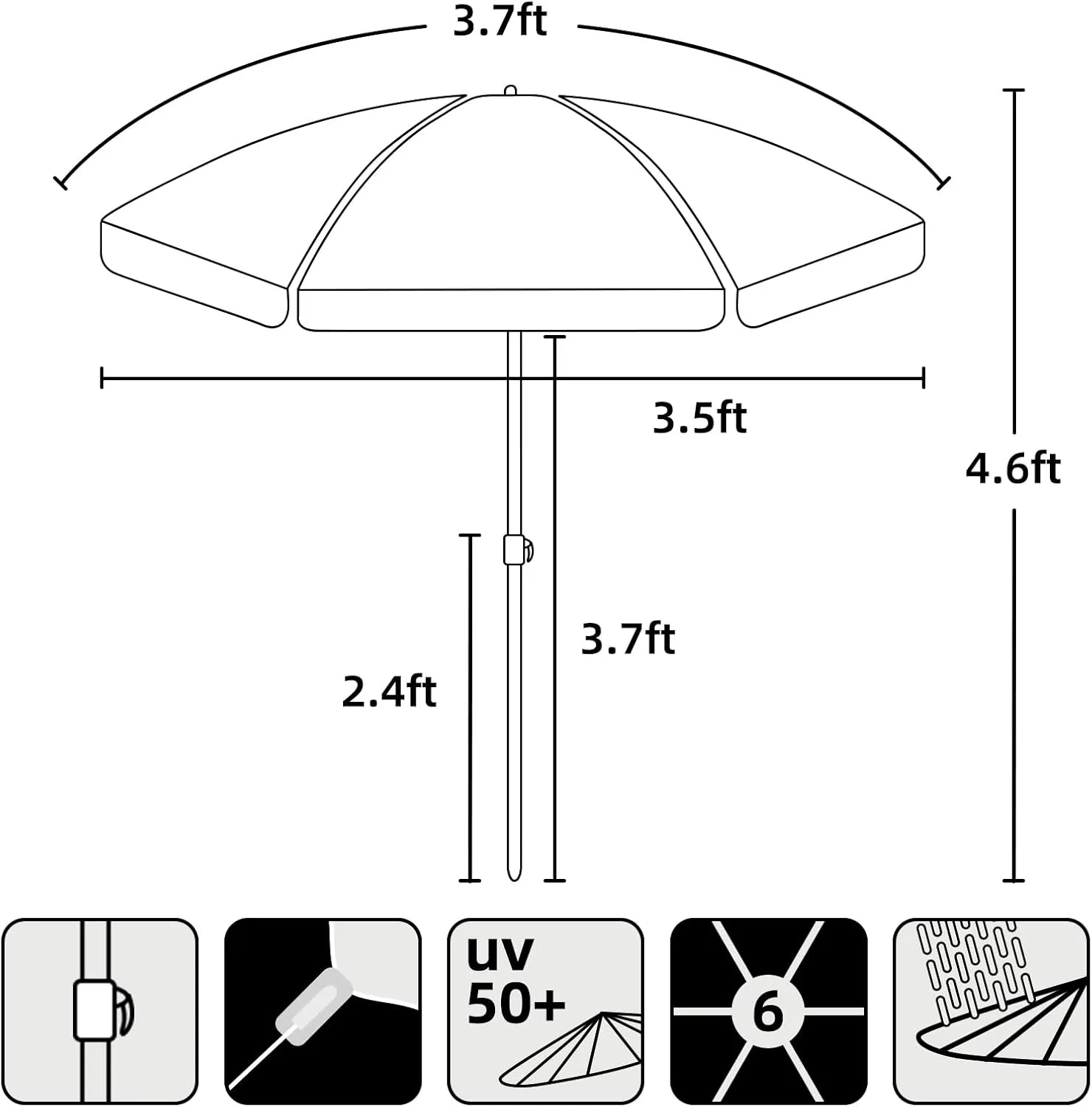 AMMSUN 47 Inch Seaside Beach Umbrella for Sand Box Water Table Kids Durable Umbrellas for children Beach Camping Garden Outdoor Play Shade (47inch Green)
