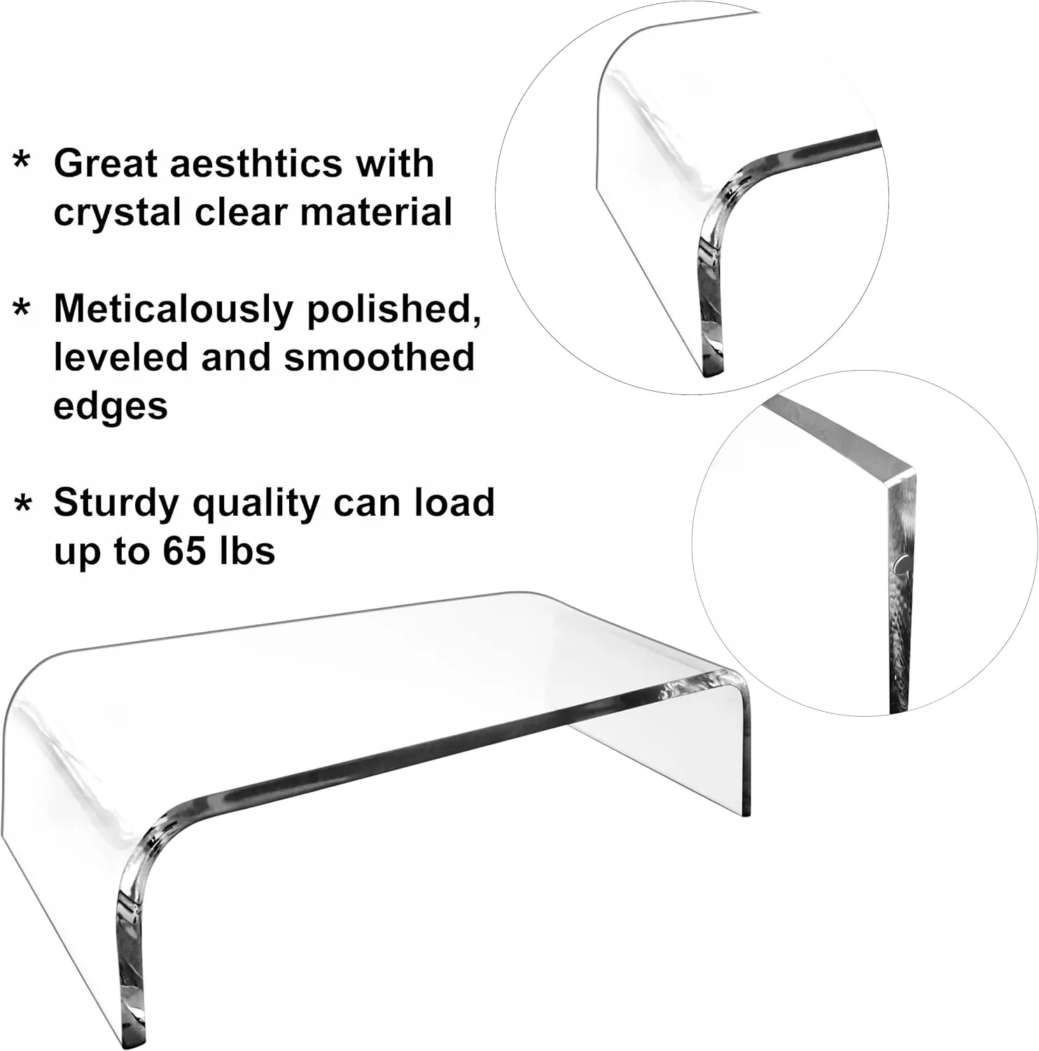 AMT Premium Acrylic Clear Monitor Stand Laptop/PC/Multimedia Monitor Riser for Home Office