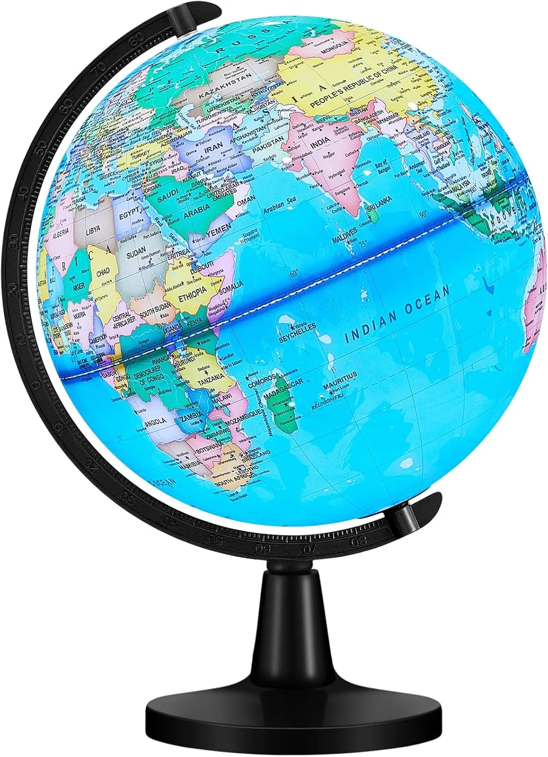 Amylove 13'' Illuminated World Globe with Stand 720°/360° Rotation Rewritable Light Up Globe for School World Map for Interactive Learning Light with Base Lamp LED Decor (Plastic,Classic)