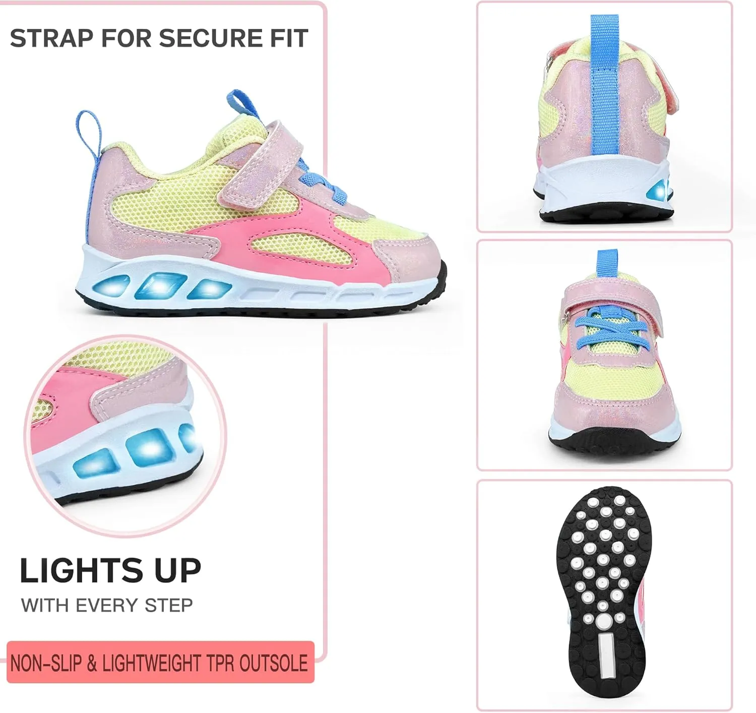 AMZZPIK Light Up Shoes for Boys Girls Toddler LED Flashing Sneakers Breathable Sport Walking Shoes for Kids