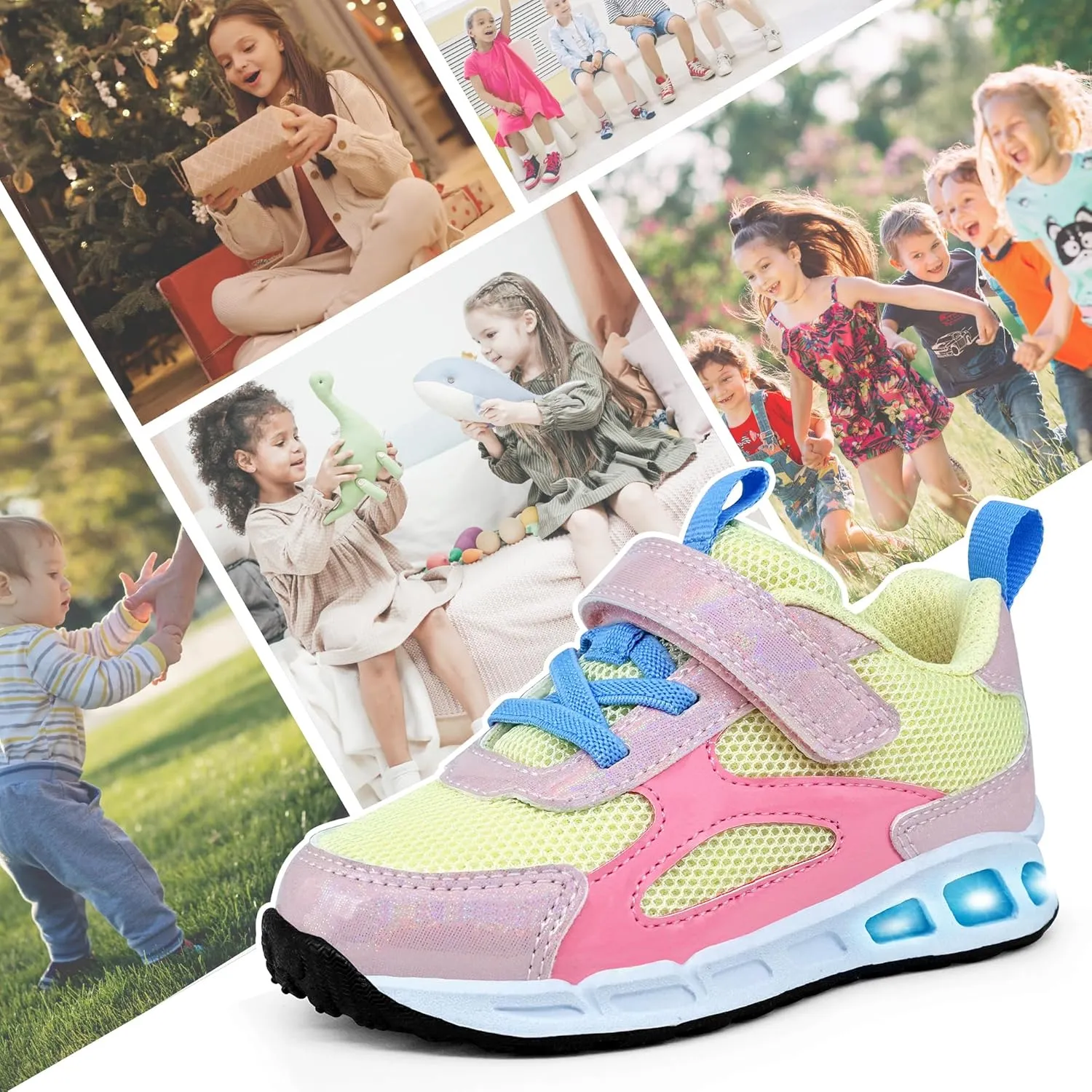 AMZZPIK Light Up Shoes for Boys Girls Toddler LED Flashing Sneakers Breathable Sport Walking Shoes for Kids