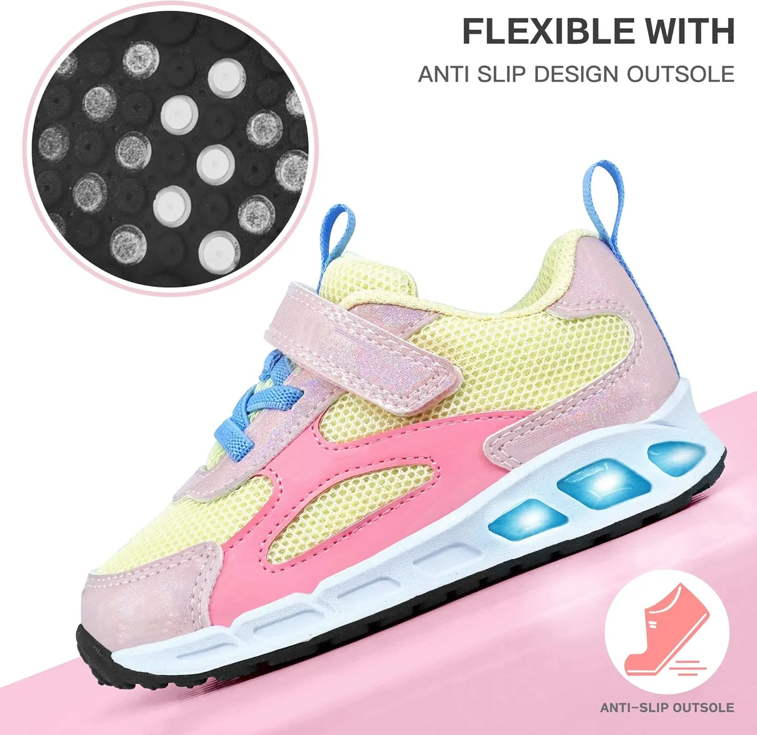 AMZZPIK Light Up Shoes for Boys Girls Toddler LED Flashing Sneakers Breathable Sport Walking Shoes for Kids