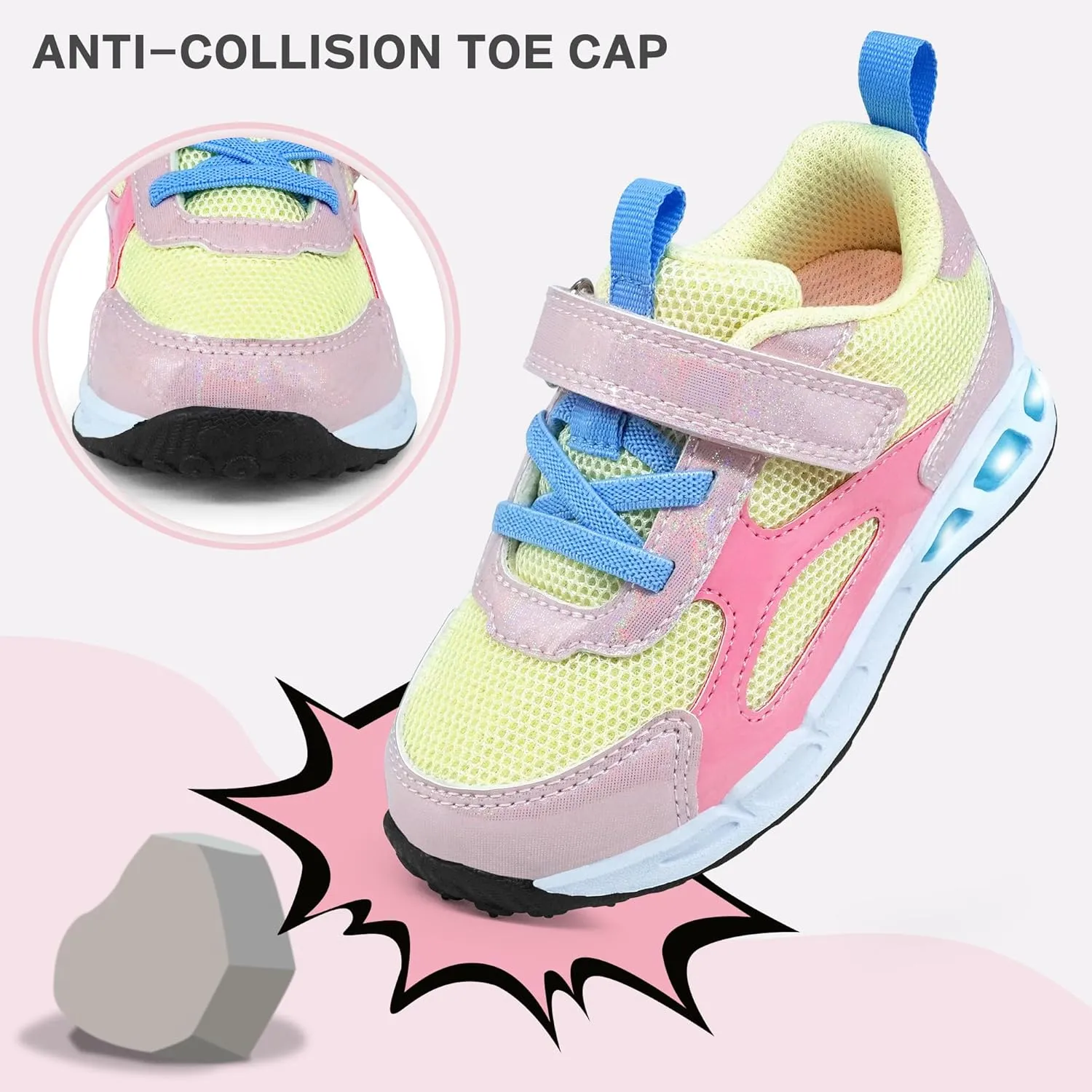 AMZZPIK Light Up Shoes for Boys Girls Toddler LED Flashing Sneakers Breathable Sport Walking Shoes for Kids