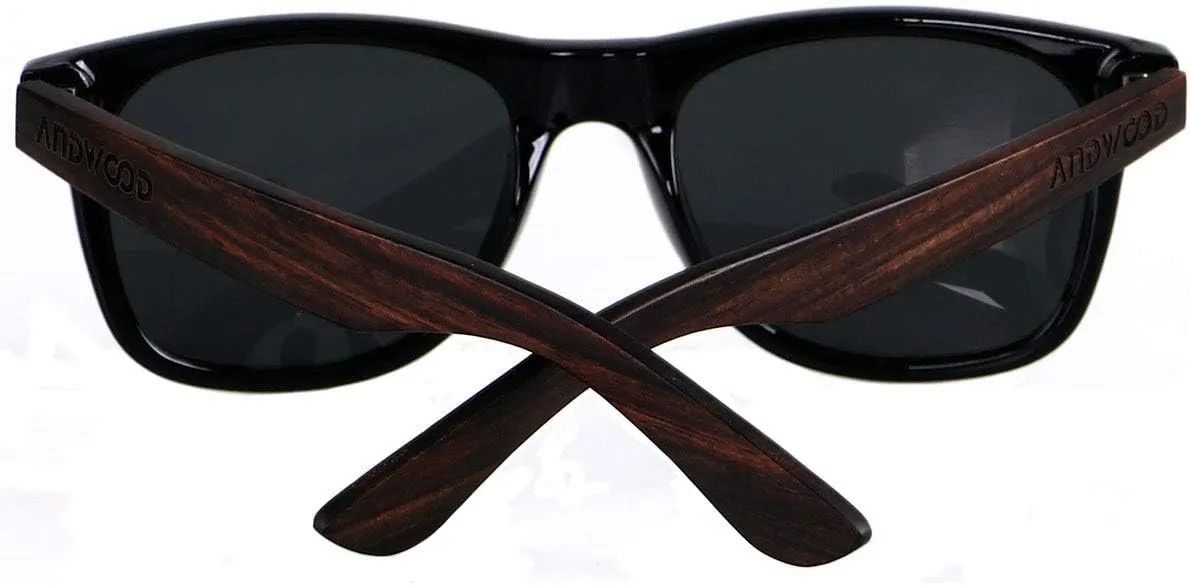 ANDWOOD Wood Sunglasses Polarized for Men Women Uv Protection Wooden Bamboo Frame Mirrored Sun Glasses