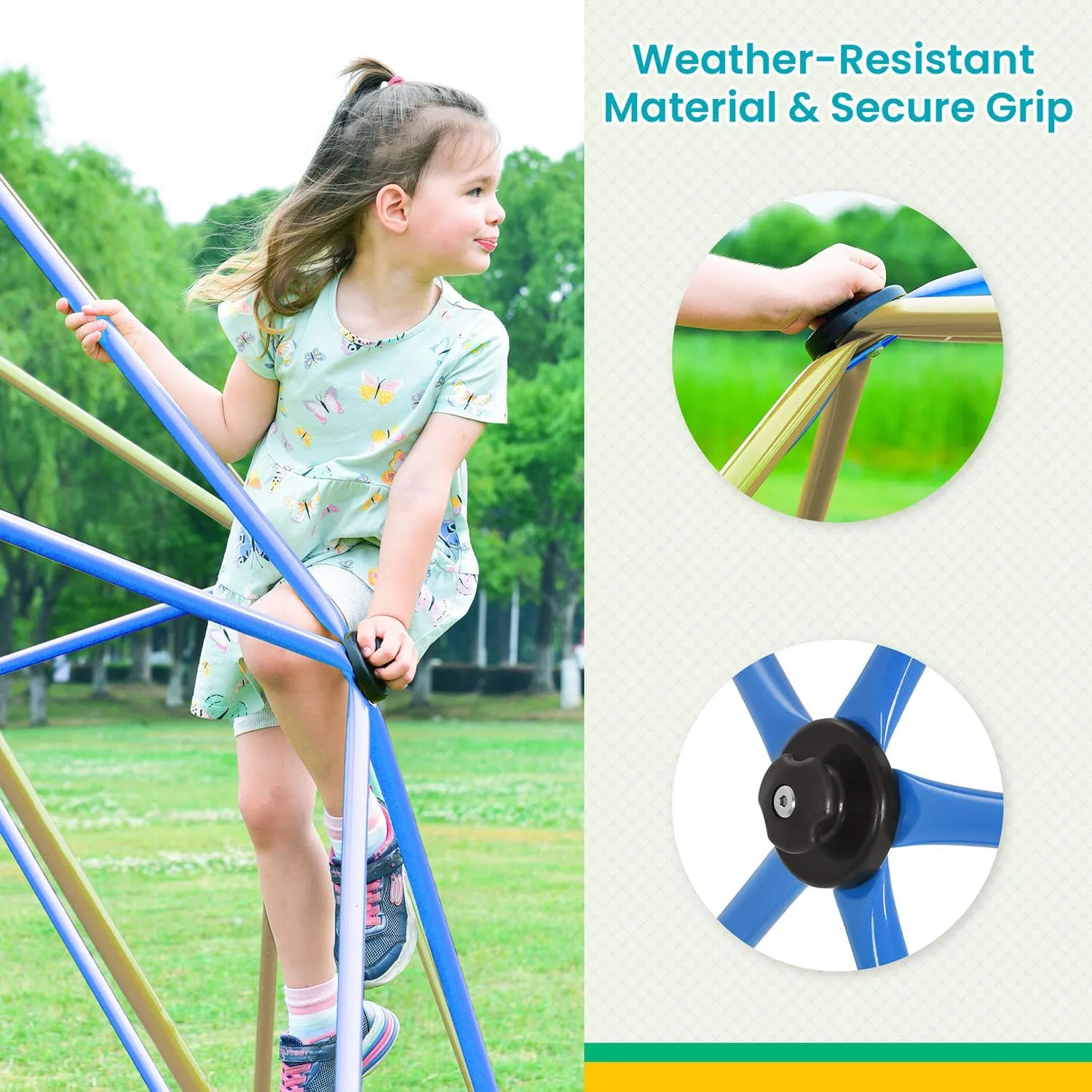 Angel Sar 13FT Outdoor Playset Dome Climber, Steel Jungle Gym with Monkey Bars, Playground Equipment for Kids, Sturdy Outdoor Play Equipment Supporting 1000 LBS, Coffee