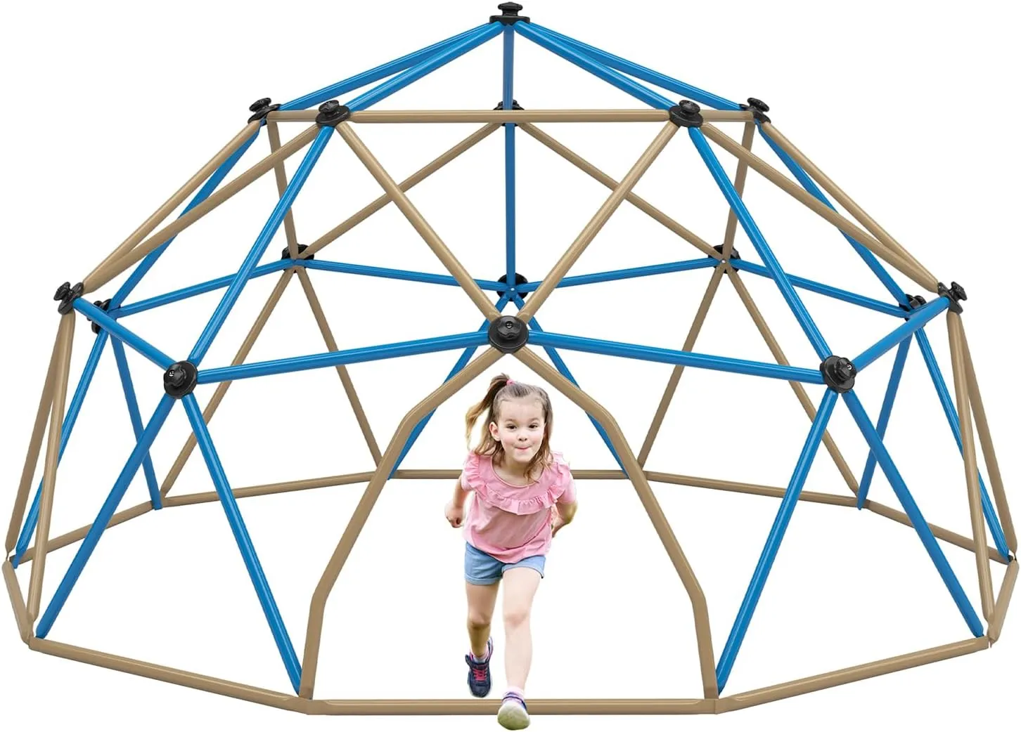 Angel Sar 13FT Outdoor Playset Dome Climber, Steel Jungle Gym with Monkey Bars, Playground Equipment for Kids, Sturdy Outdoor Play Equipment Supporting 1000 LBS, Coffee