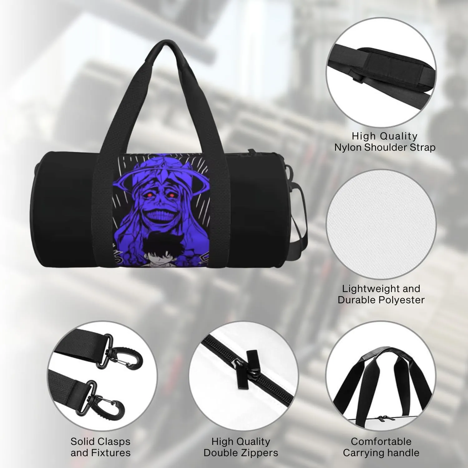 Anime Gym Bag for Women Men - Large Capacity Waterproof Workout Fitness Travel Sports Bags Fashion Street Camping Weekender Expandable Carry On Duffle Bag For Couple (F4)