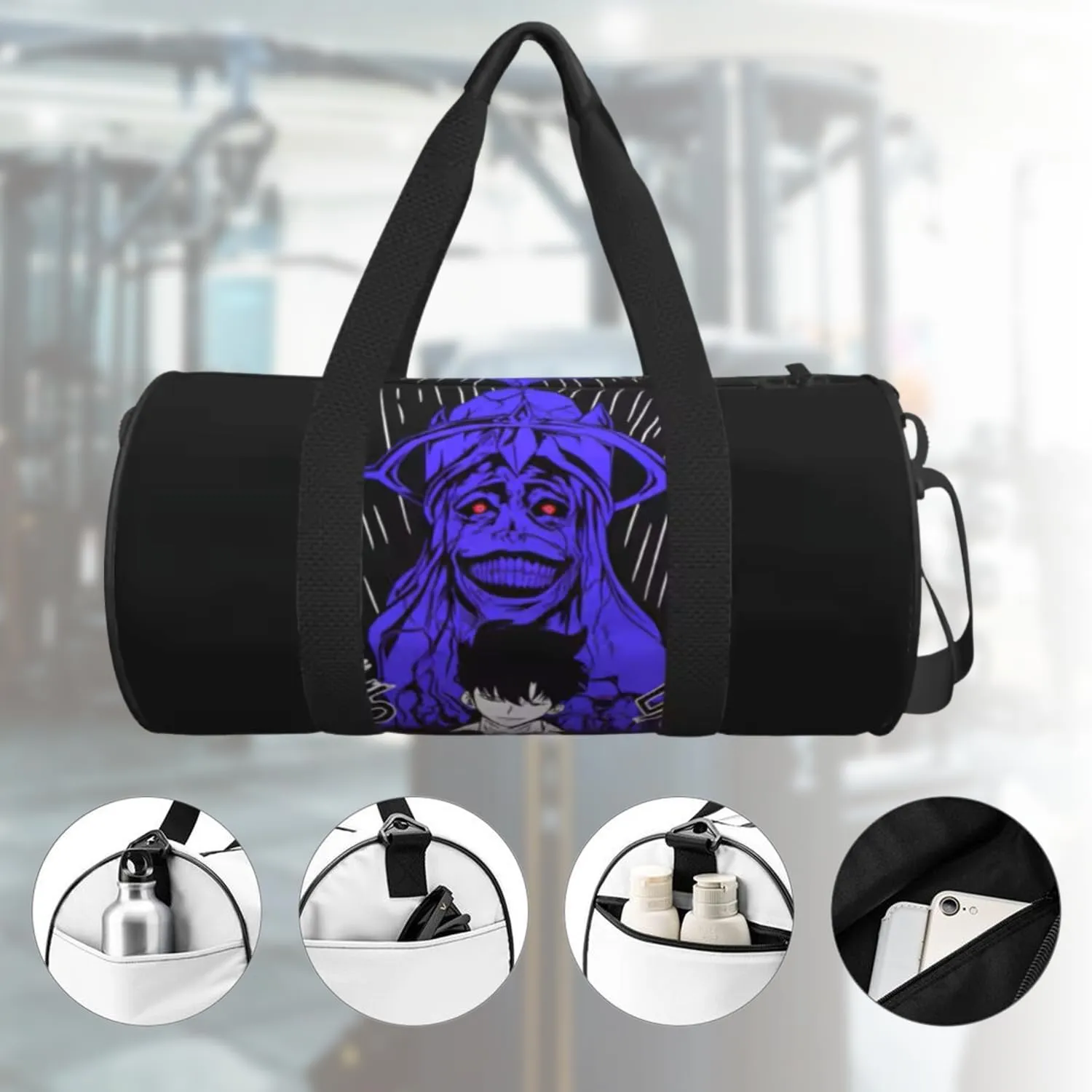 Anime Gym Bag for Women Men - Large Capacity Waterproof Workout Fitness Travel Sports Bags Fashion Street Camping Weekender Expandable Carry On Duffle Bag For Couple (F4)