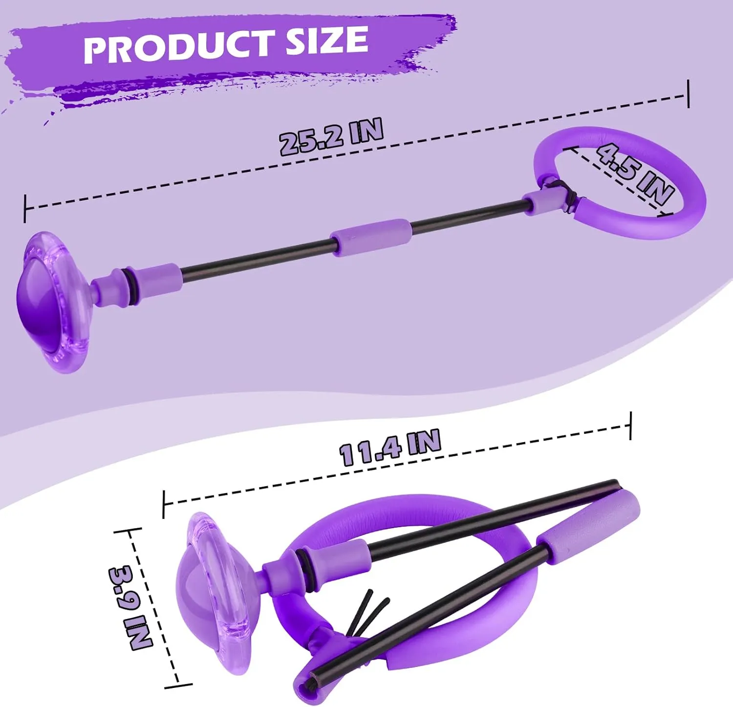 Ankle Skip Ball for Kids, Foldable Skip Ball Toy with Colorful Flash Wheel, Outside Toys for Kids, Gift for Girls & Boys Age 5 6 7 8 9 10 Years Old (Purple)