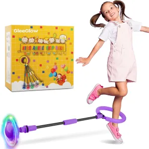 Ankle Skip Ball for Kids, Foldable Skip Ball Toy with Colorful Flash Wheel, Outside Toys for Kids, Gift for Girls & Boys Age 5 6 7 8 9 10 Years Old (Purple)