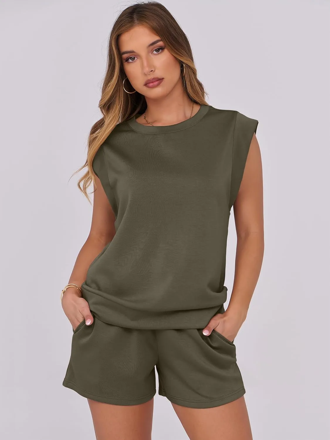 ANRABESS Two Piece Sets for Women 2025 Summer Short Lounge Set Casual Beach Vacation Outfits Spring Sweatsuits Tracksuit