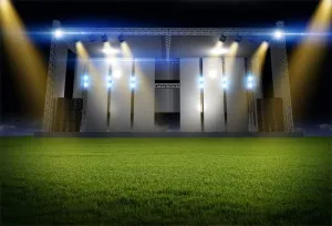 AOFOTO 9x6ft Stadium Backdrop Grassland Stage Lights Curtain Photography Background School Athletic Contests Award Party Term Begins School Opens Ceremony Studio Prop Video Drapes