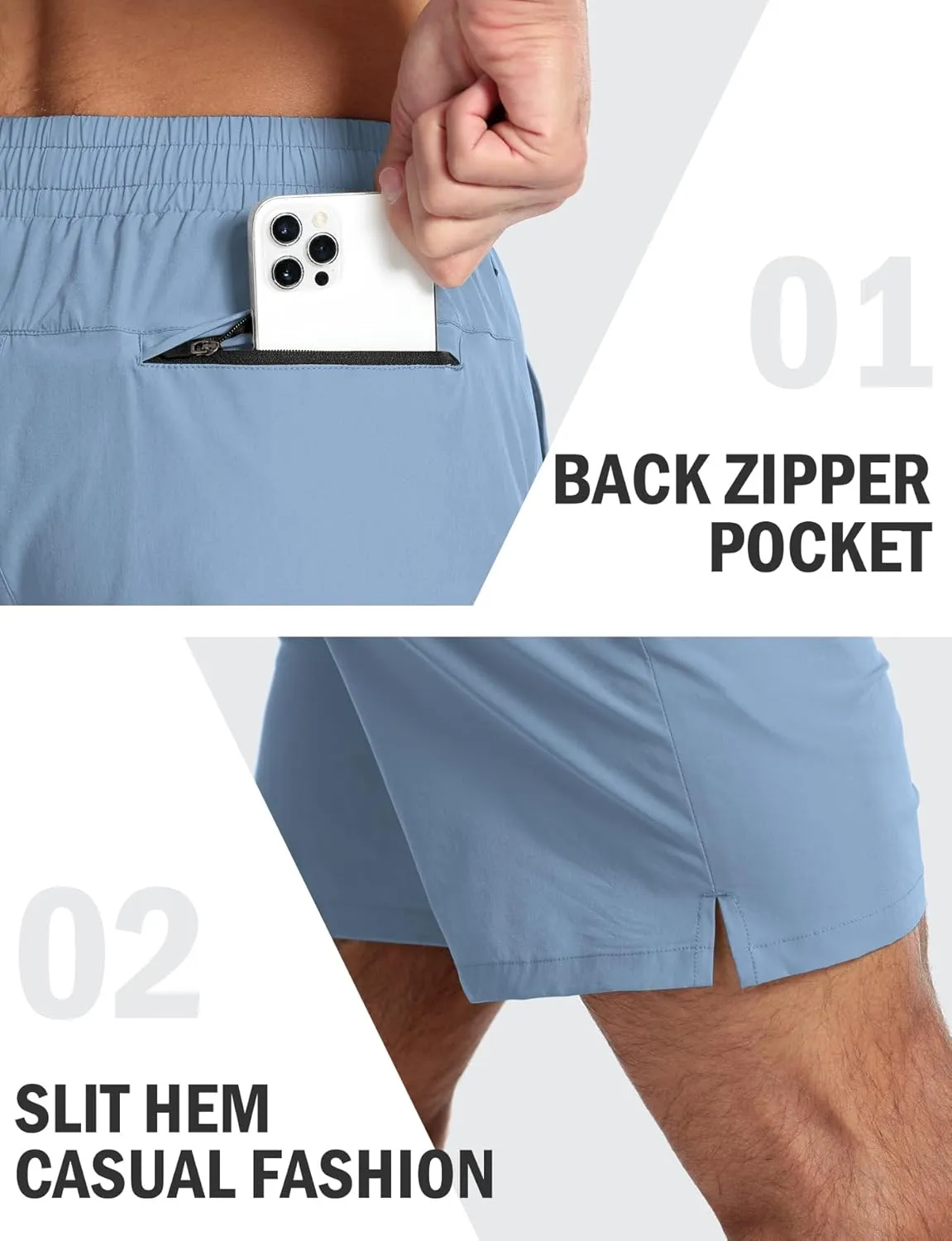 Aolesy Mens Athletic Shorts 7” Quick Dry Gym Running Shorts with Zipper Pockets Lightweight Workout Shorts