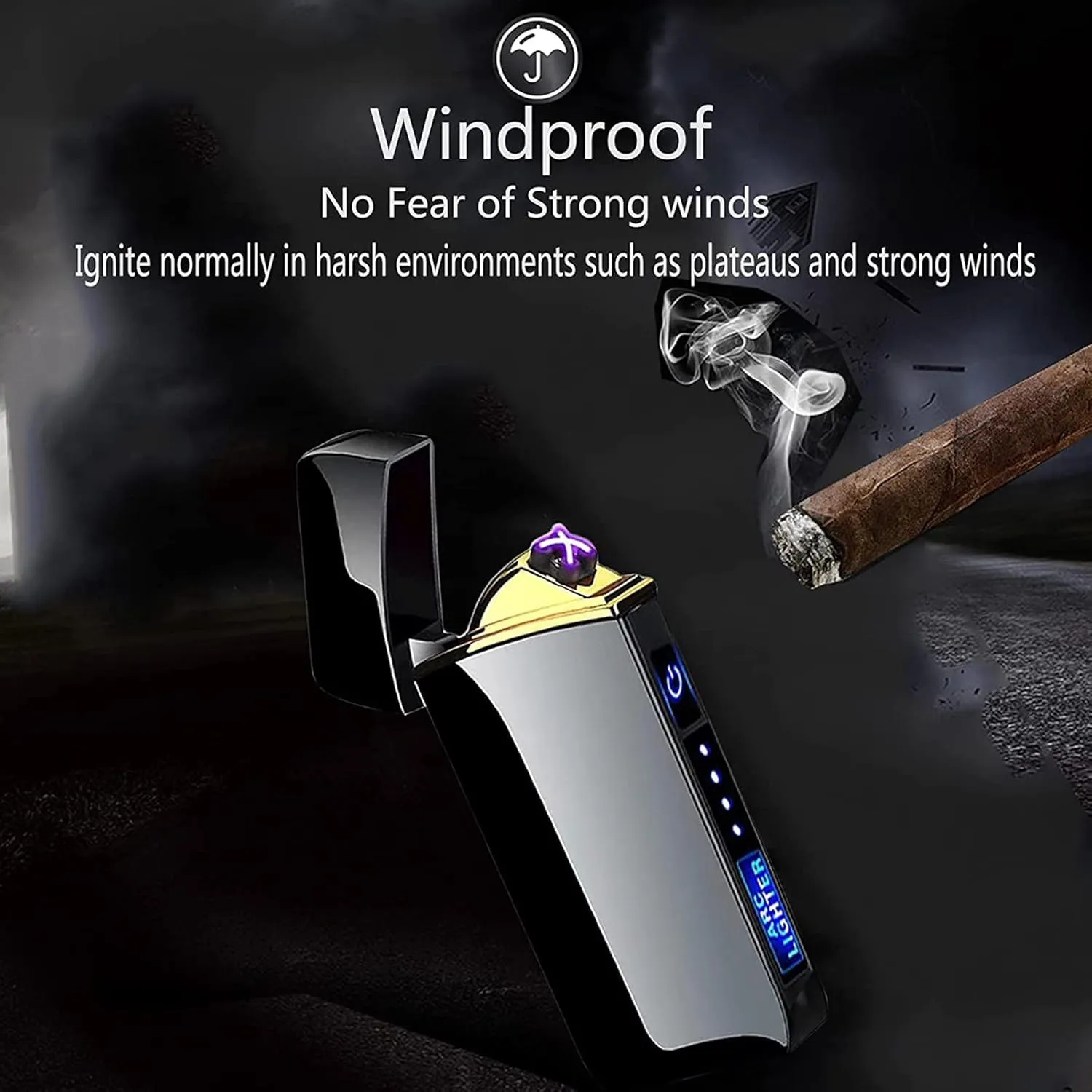 Arc Lighter, Smart Electric USB Rechargeable Lighter Windproof Flameless Lightweight Plasma for Fire,BBQs,Fireworks,Candle,Camping - Outdoors Indoors (T3-Blue Printed Dragon)