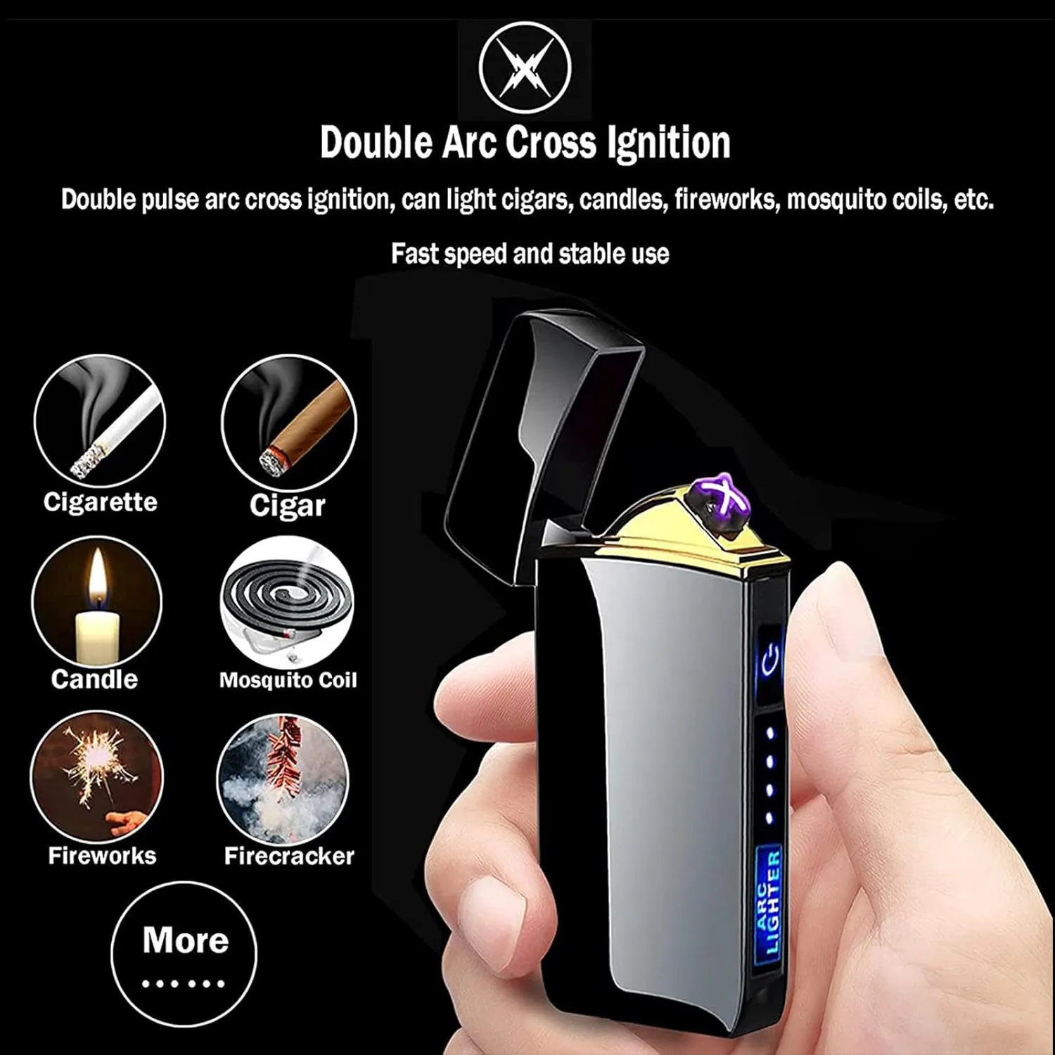 Arc Lighter, Smart Electric USB Rechargeable Lighter Windproof Flameless Lightweight Plasma for Fire,BBQs,Fireworks,Candle,Camping - Outdoors Indoors (T3-Blue Printed Dragon)