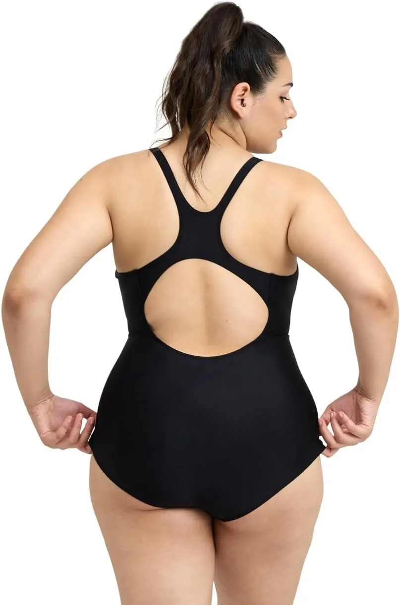 ARENA Feel Women's Panel Control Pro Back Plus Size One Piece Swimsuit Chlorine Resistant Waterfeel Fabric Bathing Suit