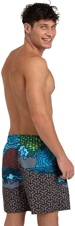 ARENA Men's Icons Solid Beach Short Boxers Swimming Bermuda with Mesh Inner Brief, Side Pockets, Pool Beach Vacation Swimsuit