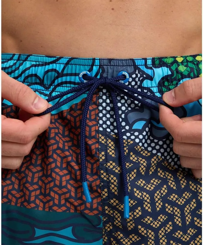 ARENA Men's Icons Solid Beach Short Boxers Swimming Bermuda with Mesh Inner Brief, Side Pockets, Pool Beach Vacation Swimsuit