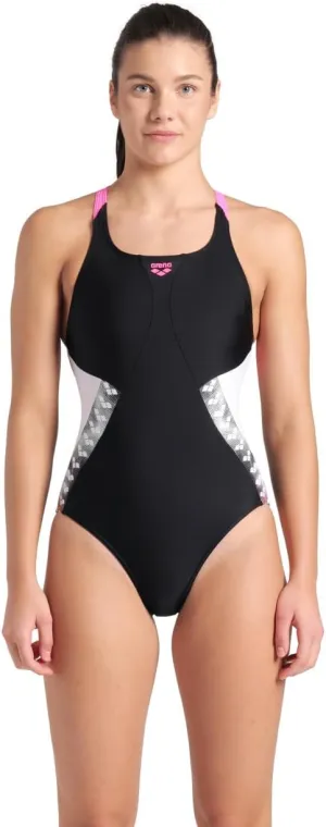 ARENA Women's Feel Icons Stripe Swimsuit Swim Pro Back Ladies Pool Bathing Suit