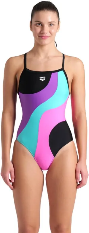 ARENA Women's Feel Multi Slices Light Drop Back Swimsuit One Piece Bathing Suit