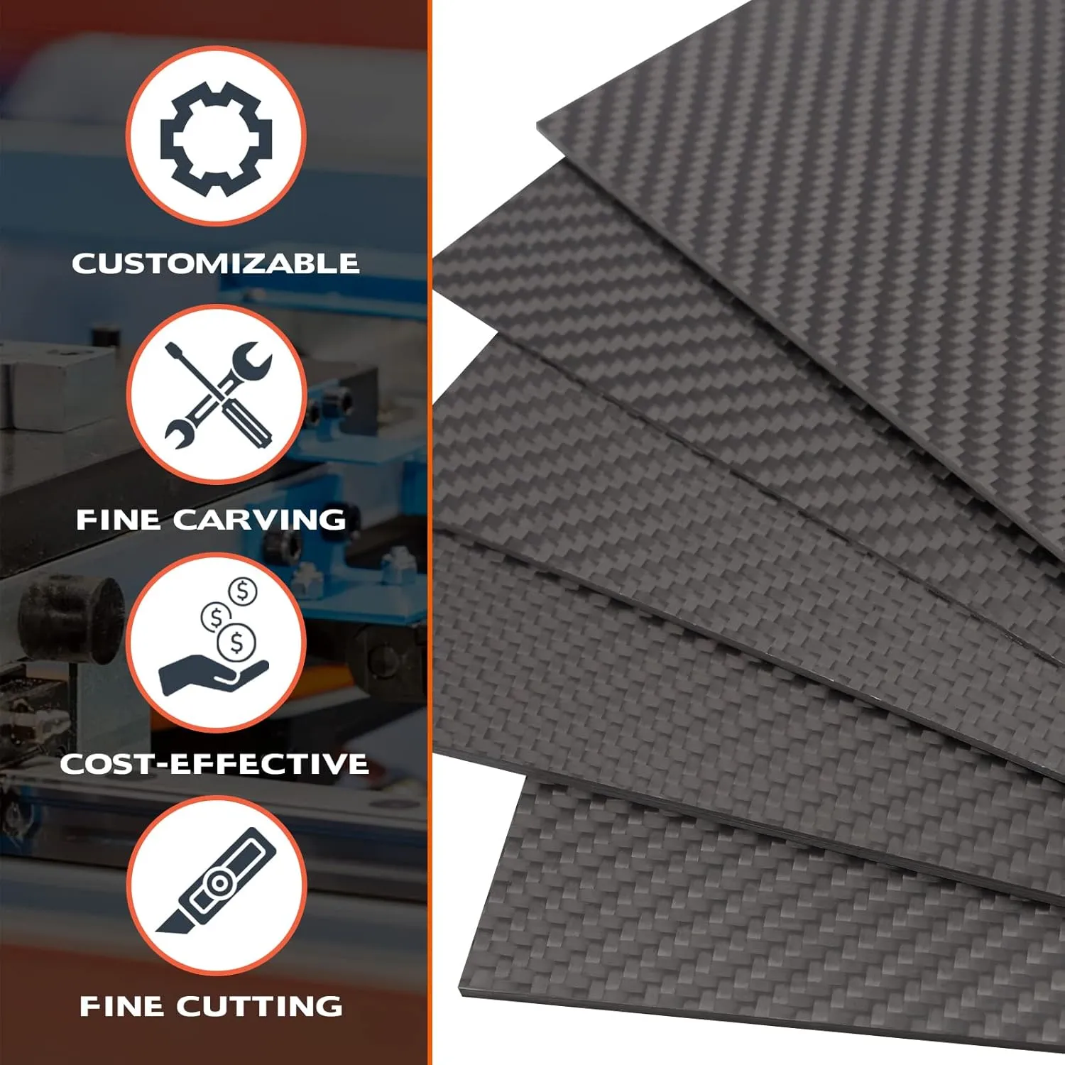 ARRIS 12x12 Carbon Fiber Sheet 3mm, 300x300x3mm Carbon Sheets, Available in 1.0mm 1.5mm 2mm 2.5mm 3.0mm 4mm 5mm 6mm 100% 3K Carbon Sheet Fiber Plate Plain Glossy