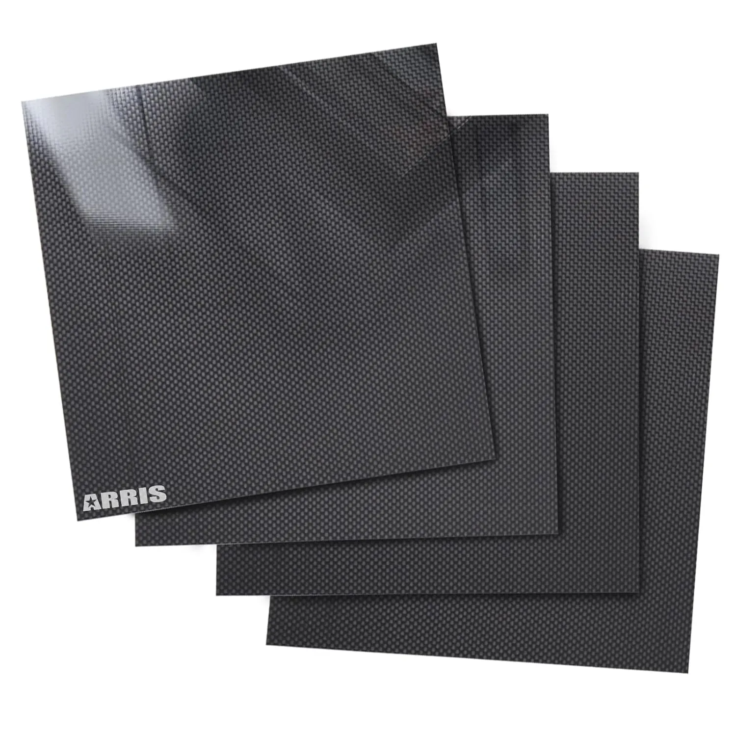 ARRIS 12x12 Carbon Fiber Sheet 3mm, 300x300x3mm Carbon Sheets, Available in 1.0mm 1.5mm 2mm 2.5mm 3.0mm 4mm 5mm 6mm 100% 3K Carbon Sheet Fiber Plate Plain Glossy