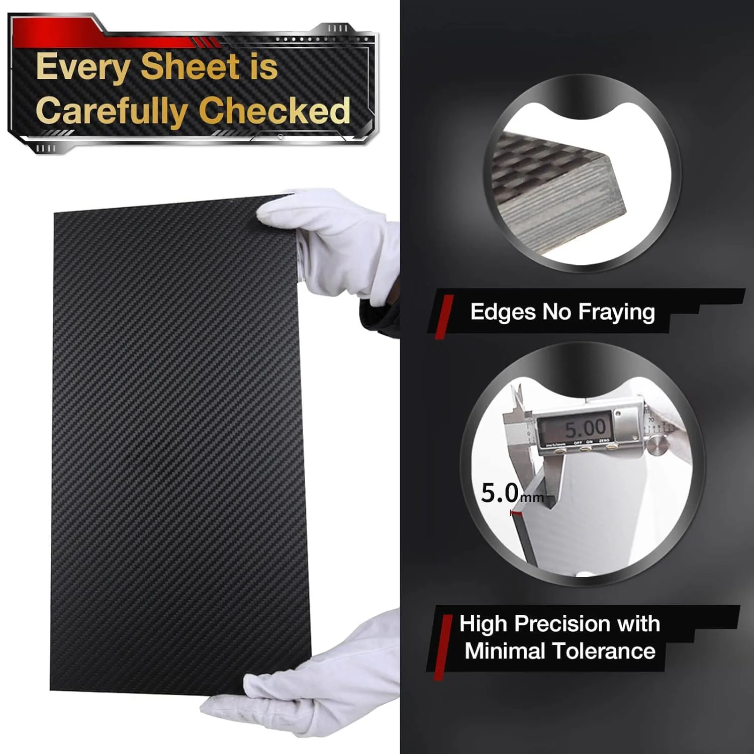 ARRIS 2.5mm Carbon Fiber Sheet 300X400X2.5MM Real Carbon Sheets, Avaialble in 0.5mm 1mm 1.5mm 2mm 3mm 3.5mm 4mm 5mm 6mm Twill Matte Carbon Plate for RC Model