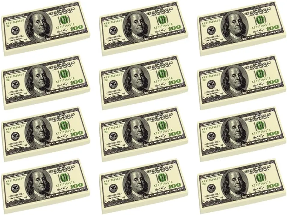 ArtCreativity 100 Dollar Bill Erasers - Set of 12-2.75 Inch Big Rubber Eraser with Money Replica Design - Fun Birthday Party Favors, Goodie Bag Fillers, Classroom, Student Gifts, School Supplies