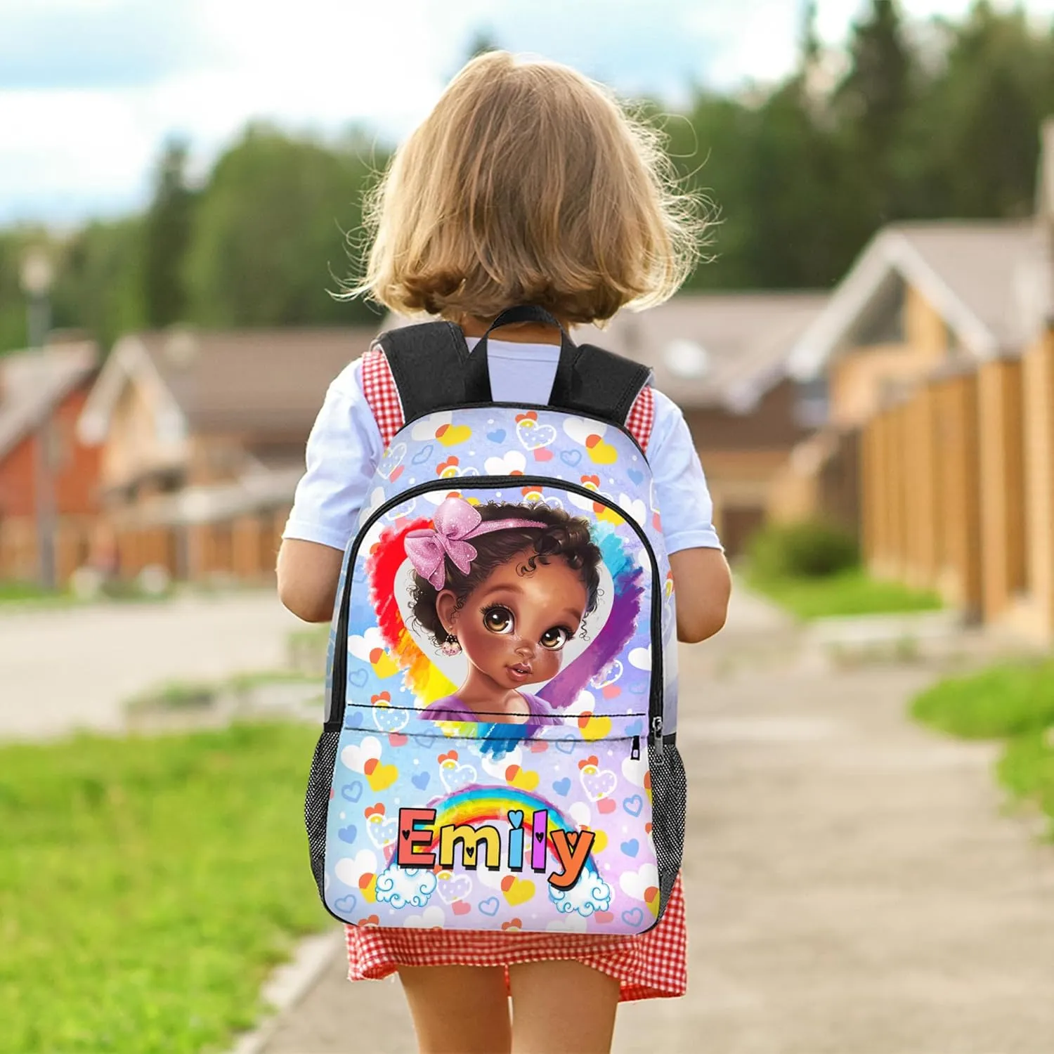 Artsadd Custom Kids Backpack with Lunch Box Set, Personalized Name School Bags Bookbag Lunch Bag for Boys Girls (Design 05)