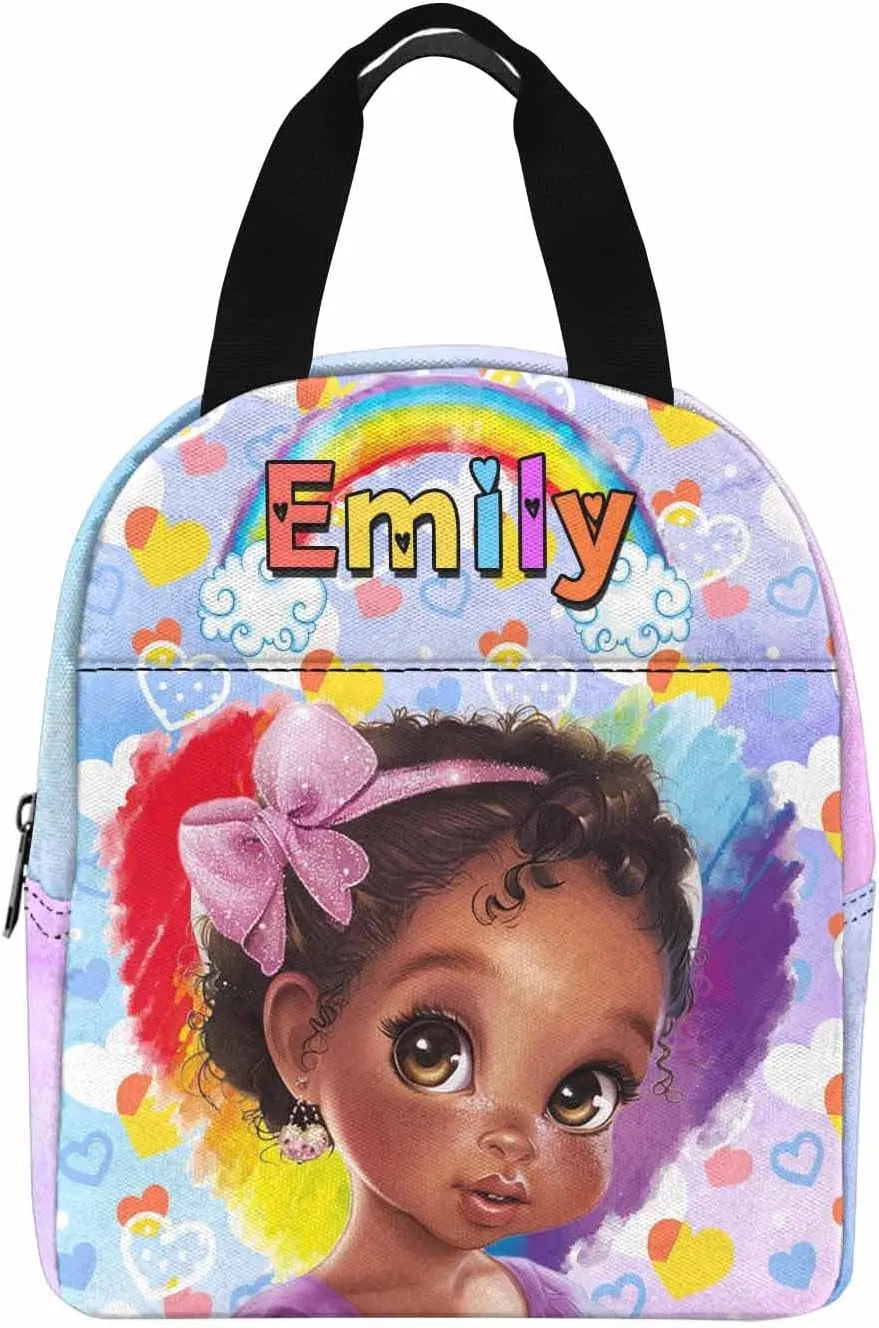 Artsadd Custom Kids Backpack with Lunch Box Set, Personalized Name School Bags Bookbag Lunch Bag for Boys Girls (Design 05)