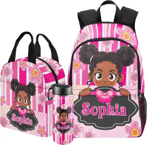 Artsadd Custom Kids Backpack with Lunch Box Set, Personalized Name School Bags Bookbag Lunch Bag for Boys Girls (Design 06)