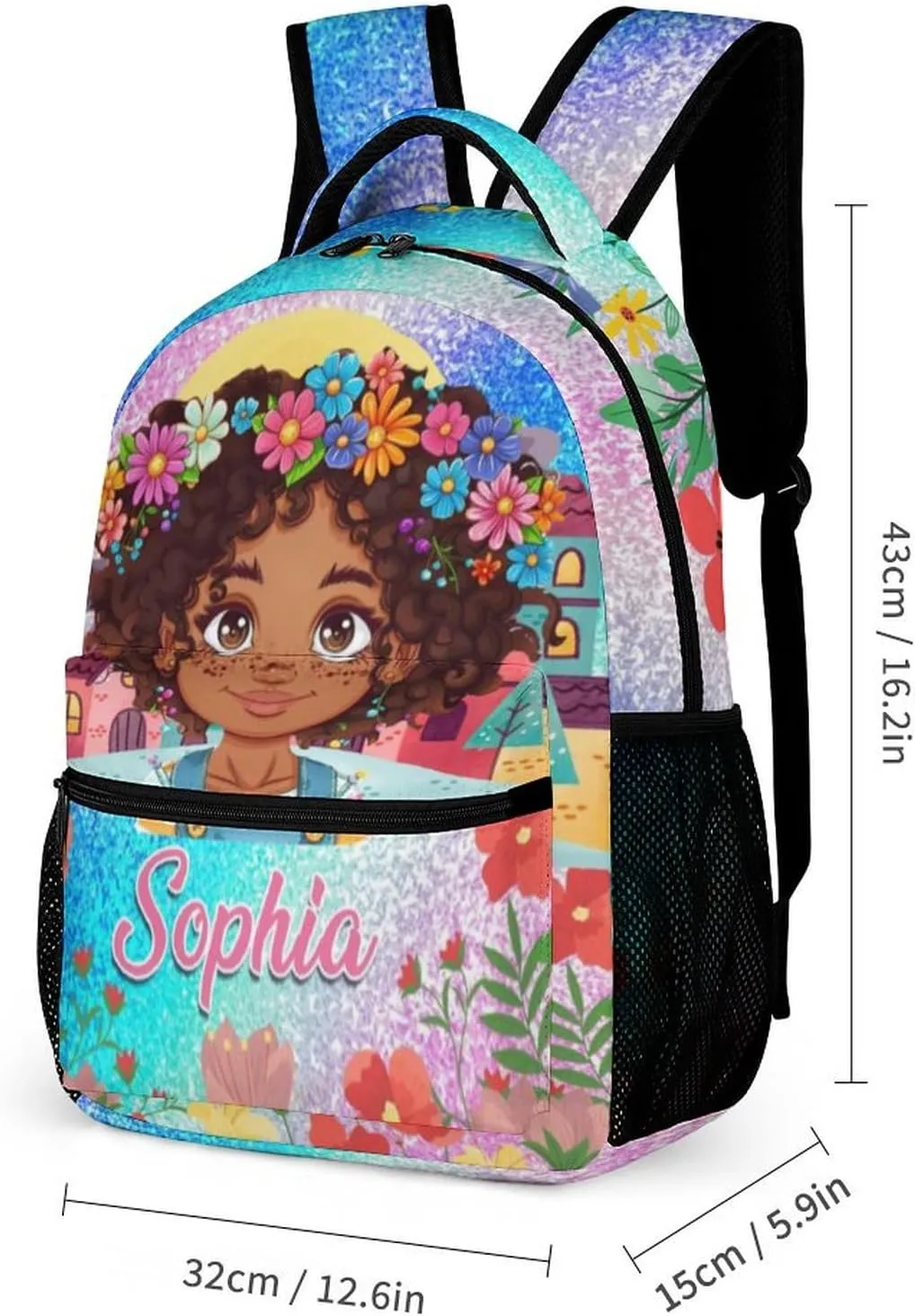 Artsadd Personalized Backpack for Girls Kids Lunch Bag Box Sets Custom Name School Bag for Preschool Kindergarten Elementary Back to School Gift for Daughter