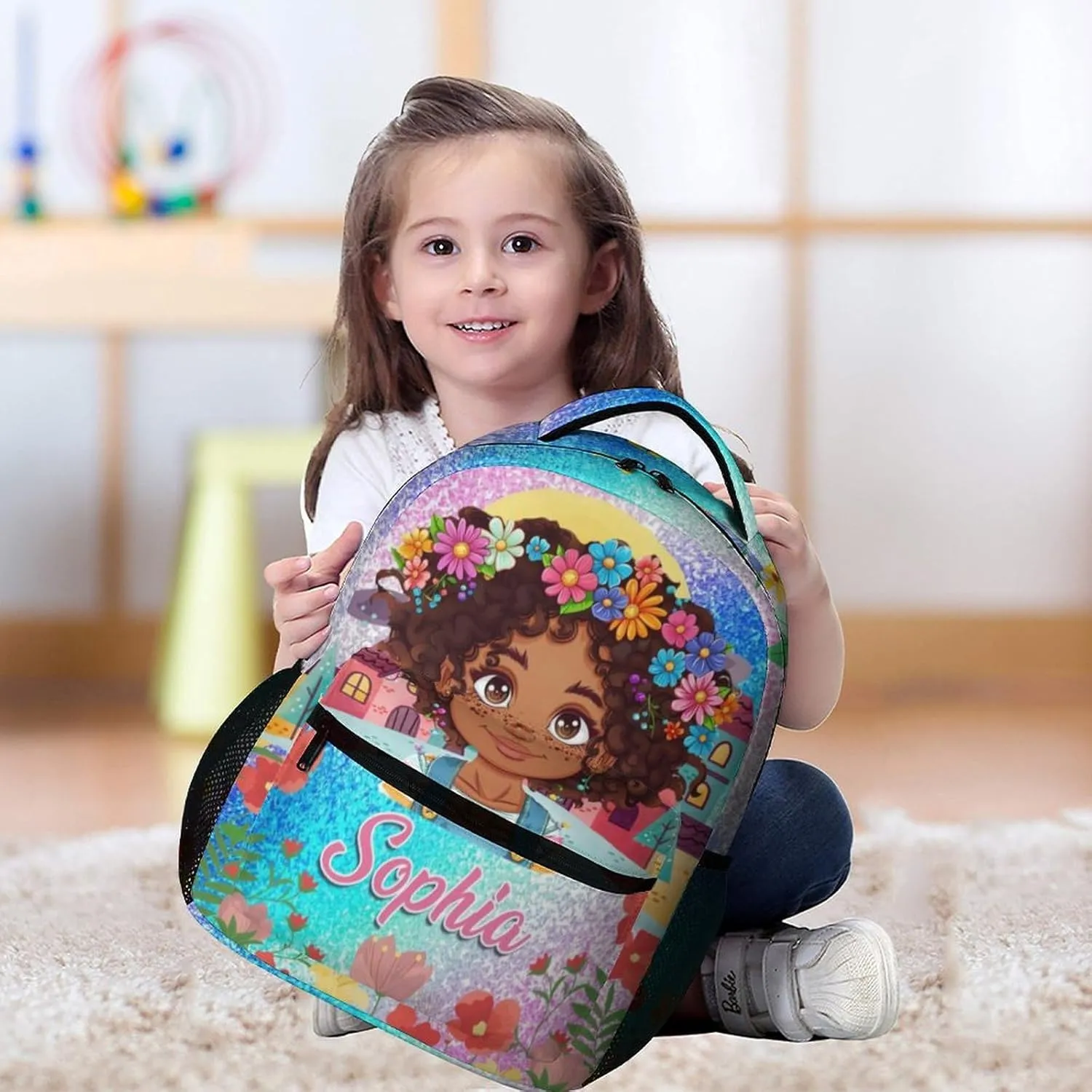 Artsadd Personalized Backpack for Girls Kids Lunch Bag Box Sets Custom Name School Bag for Preschool Kindergarten Elementary Back to School Gift for Daughter
