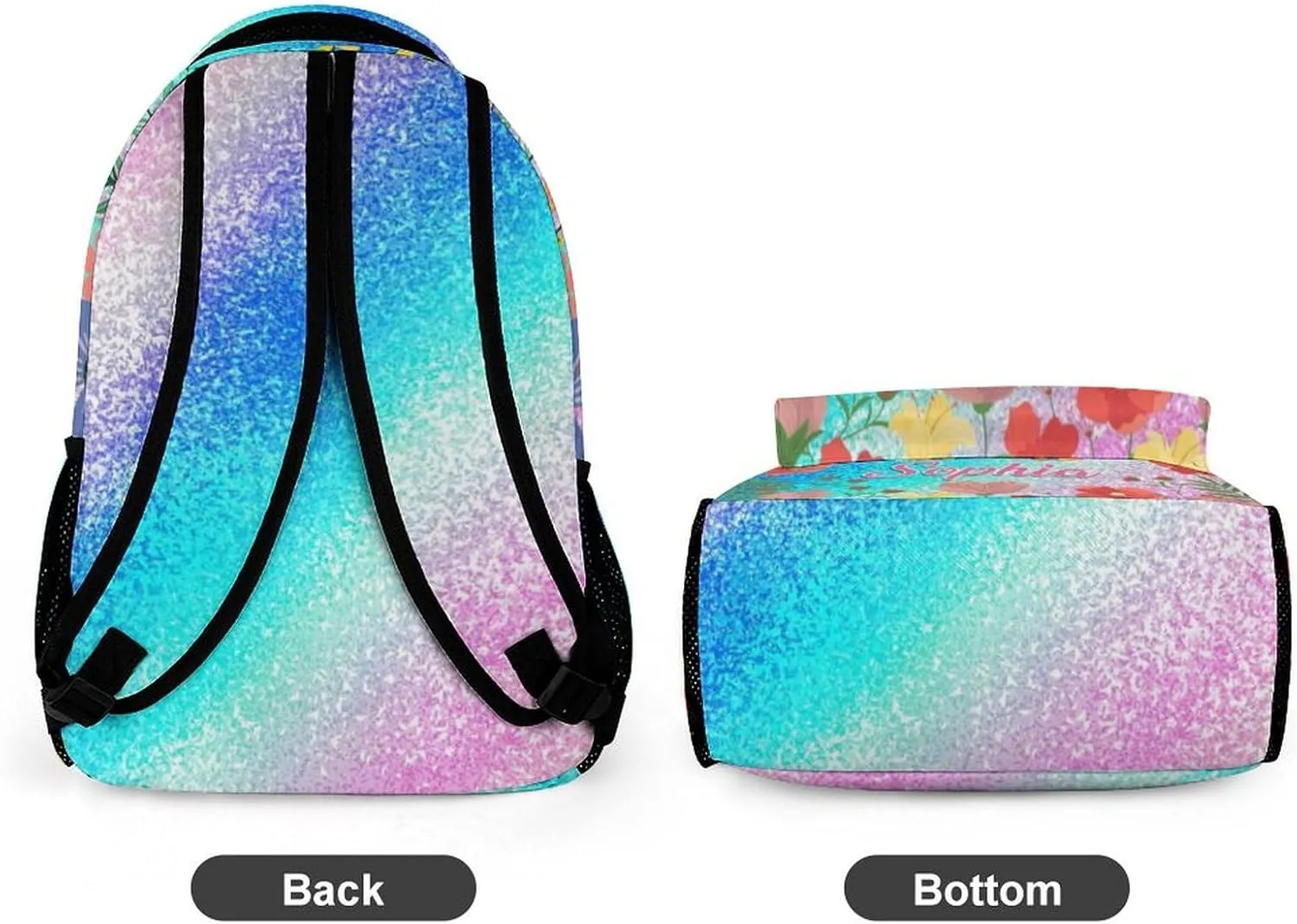 Artsadd Personalized Backpack for Girls Kids Lunch Bag Box Sets Custom Name School Bag for Preschool Kindergarten Elementary Back to School Gift for Daughter