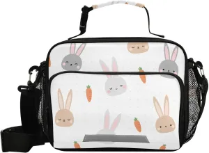 Aslsiy Lunch Bag for Women Cute Bunny Head Insulated Lunch Box Carrot Handbag with Adjustable Shoulder Strap for Office Picnic Travel