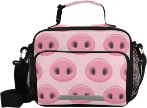 Aslsiy Lunch Bag for Women Cute Pig Snout Insulated Lunch Box Handbag with Adjustable Shoulder Strap for Office Picnic Travel
