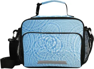 Aslsiy Lunch Bag for Women Freshwater Wave Insulated Lunch Box Handbag with Adjustable Shoulder Strap for Office Picnic Travel