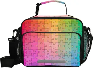 Aslsiy Lunch Bag for Women Gradual Changing Colors Insulated Lunch Box Handbag with Adjustable Shoulder Strap for Office Picnic Travel